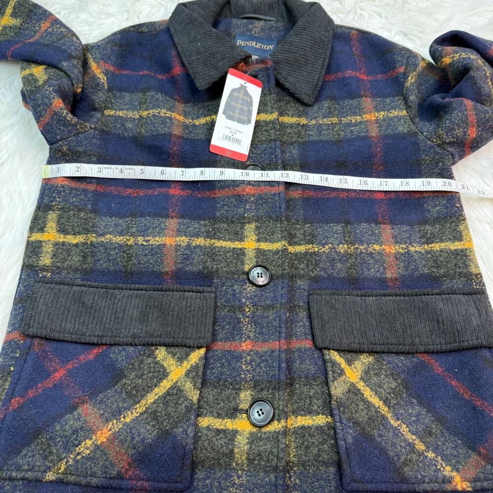 Pendleton Women's Wool Blend Barn Coat Royal Blue Plaid Size M NWT Classic Cozy - Picture 5 of 10